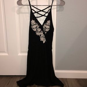 Black Dress with White Floral pattern